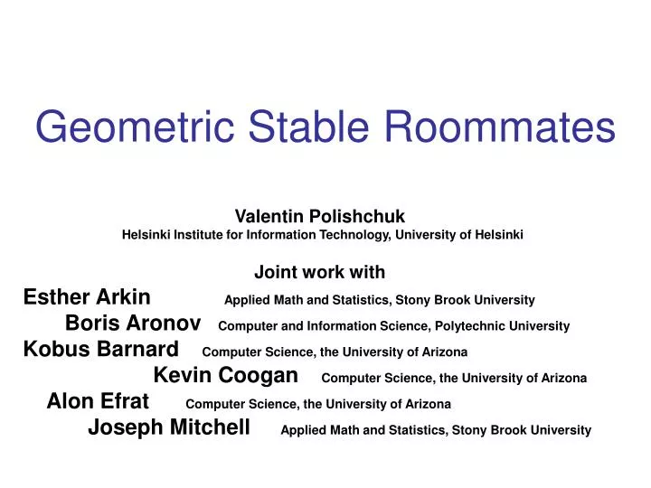 geometric stable roommates