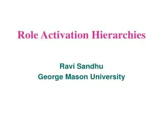 Role Activation Hierarchies