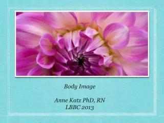 Body Image Anne Katz PhD, RN LBBC 2013