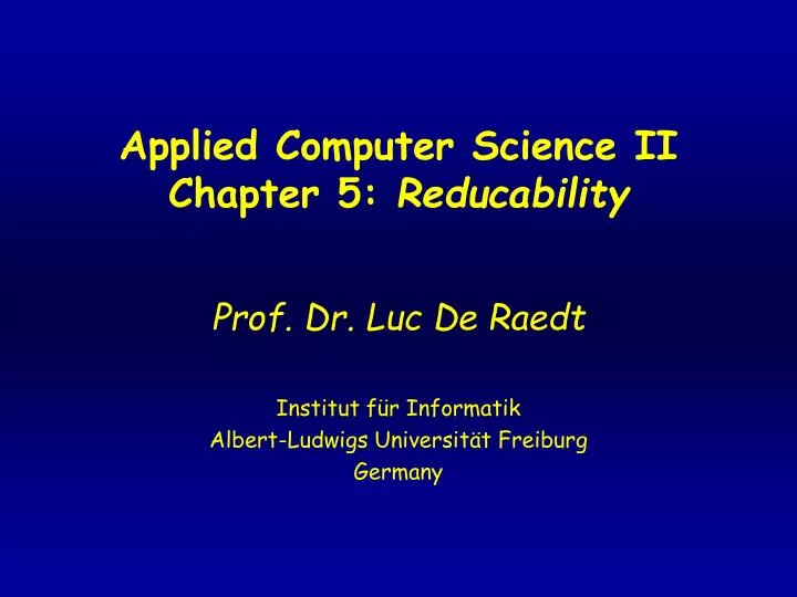 applied computer science ii chapter 5 reducability