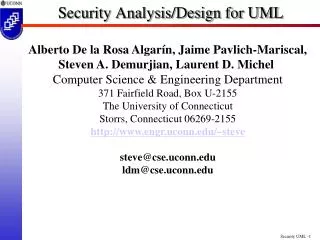 Security Analysis/Design for UML