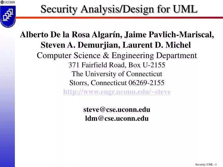 security analysis design for uml