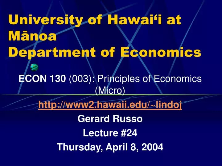 university of hawai i at m noa department of economics