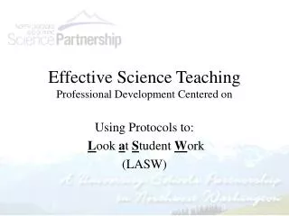Effective Science Teaching Professional Development Centered on
