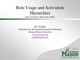 Role Usage and Activation Hierarchies (best viewed in slide show mode)