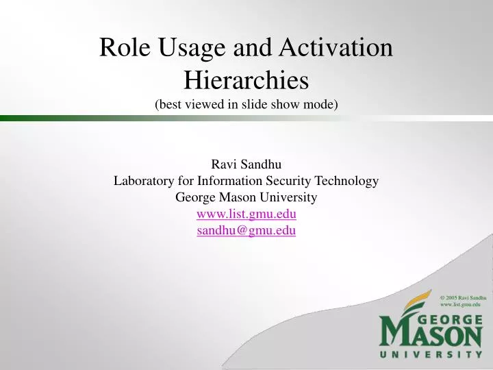 role usage and activation hierarchies best viewed in slide show mode