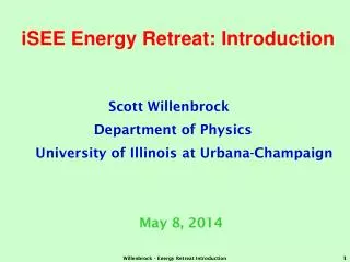iSEE Energy Retreat: Introduction