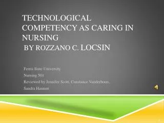 Technological Competency as Caring in Nursing by Rozzano C. Locsin