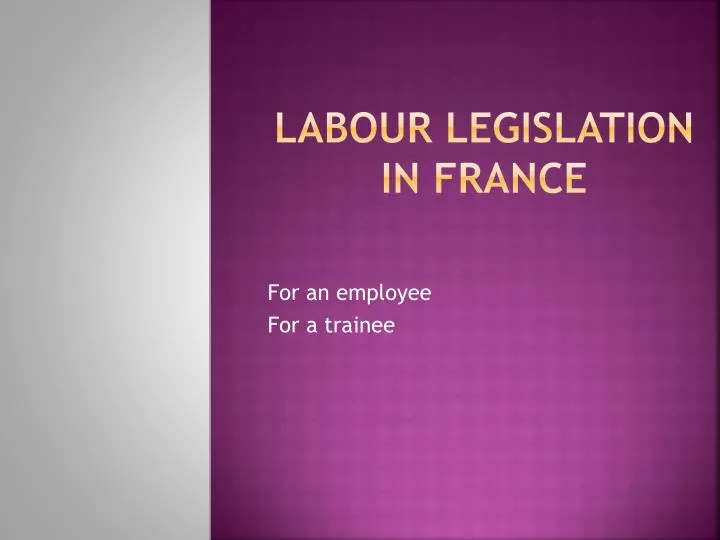 labour legislation in france