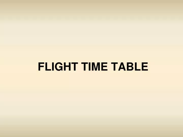flight time table