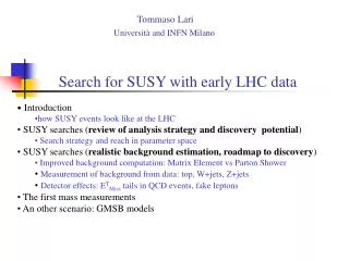 Search for SUSY with early LHC data