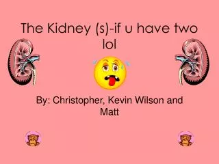 The Kidney (s)-if u have two lol