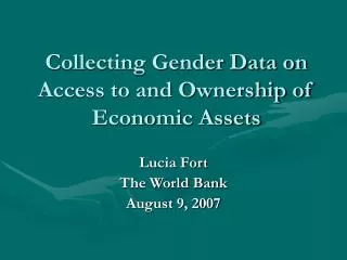 Collecting Gender Data on Access to and Ownership of Economic Assets