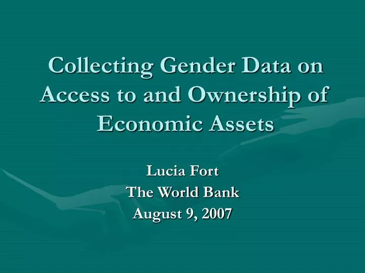 collecting gender data on access to and ownership of economic assets