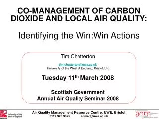 CO-MANAGEMENT OF CARBON DIOXIDE AND LOCAL AIR QUALITY: Identifying the Win:Win Actions