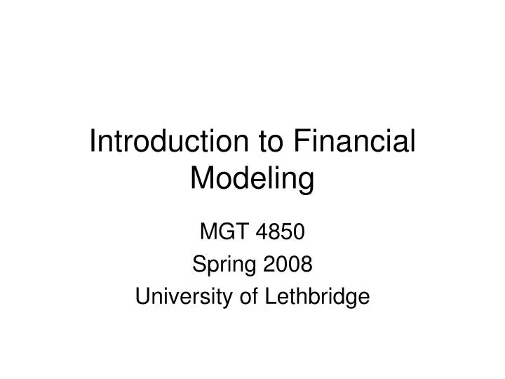 introduction to financial modeling