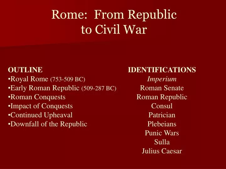 rome from republic to civil war