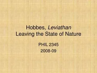 Hobbes, Leviathan Leaving the State of Nature