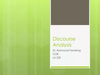 Discourse Analysis