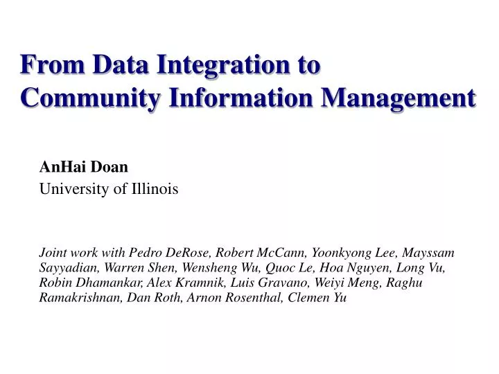 from data integration to community information management