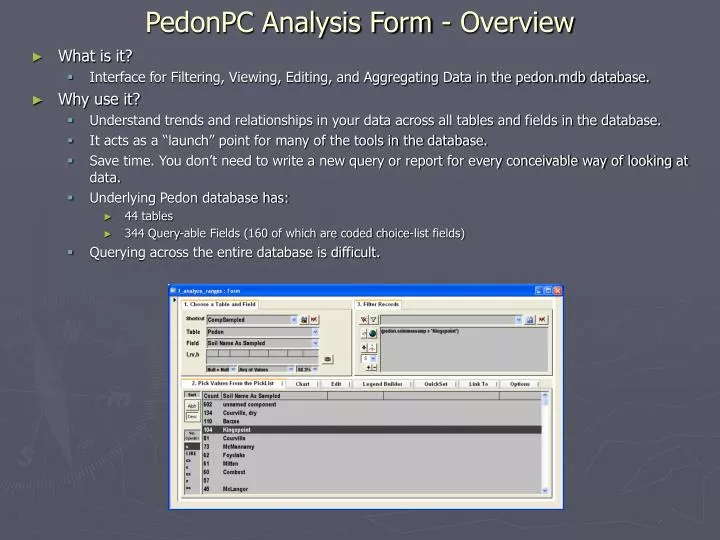pedonpc analysis form overview