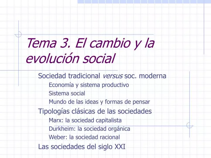 tema 3 el cambio y la evoluci n social