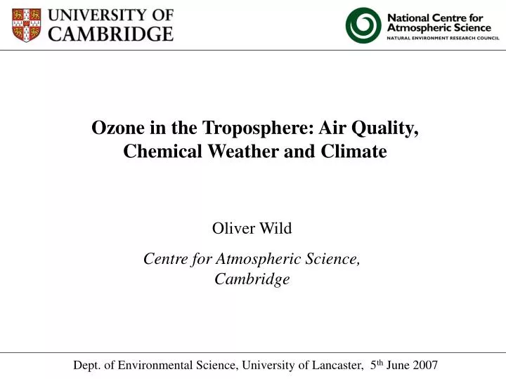 ozone in the troposphere air quality chemical weather and climate