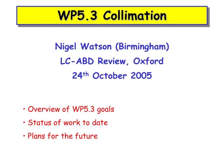 wp5 3 collimation