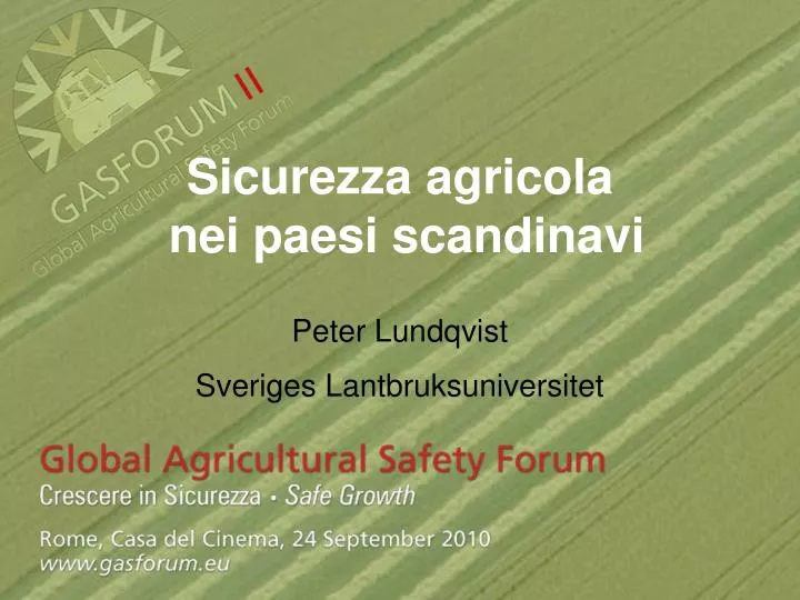sicurezza agricola nei paesi scandinavi peter lundqvist sveriges lantbruksuniversitet