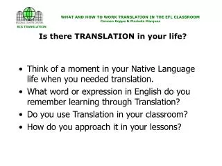 Is there TRANSLATION in your life?