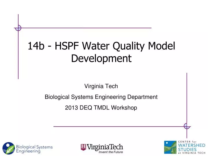 14b hspf water quality model development