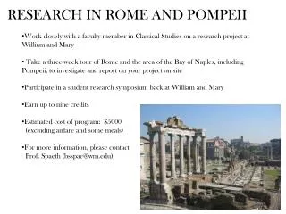 RESEARCH IN ROME AND POMPEII