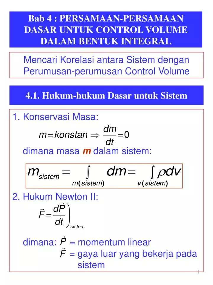 bab 4 persamaan persamaan dasar untuk control volume dalam bentuk integral