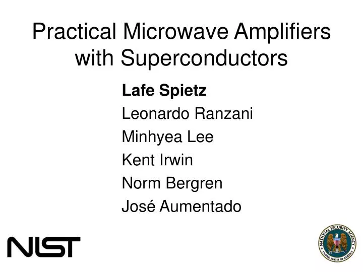 practical microwave amplifiers with superconductors