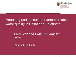 Reporting and consumer information about water quality in Rhineland-Palatinate