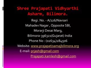 shree prajapati vidhyarthi asharm bilimora