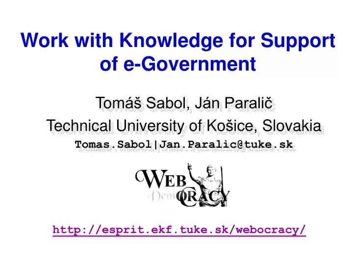 work with knowledge for support of e government