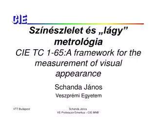 sz n szlelet s l gy metrol gia cie tc 1 65 a framework for the measurement of visual appearance