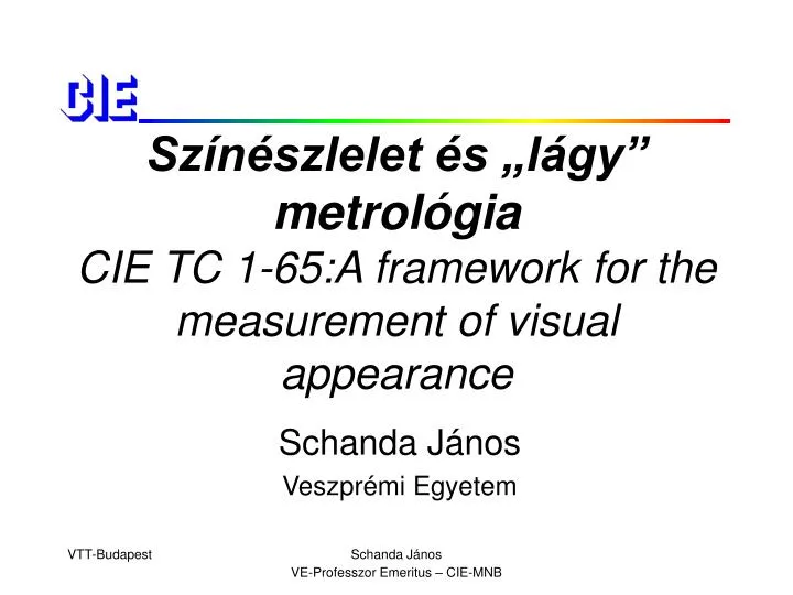 sz n szlelet s l gy metrol gia cie tc 1 65 a framework for the measurement of visual appearance