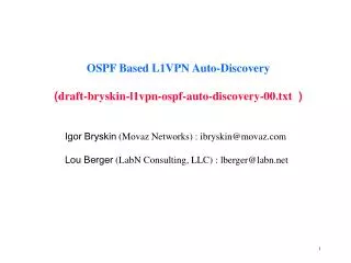 OSPF Based L1VPN Auto-Discovery ( draft-bryskin-l1vpn-ospf-auto-discovery-00.txt )