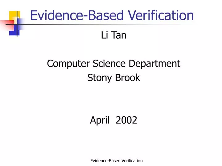 evidence based verification
