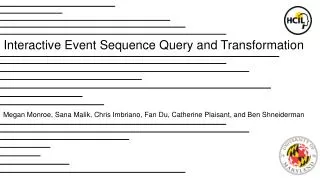 Interactive Event Sequence Query and Transformation