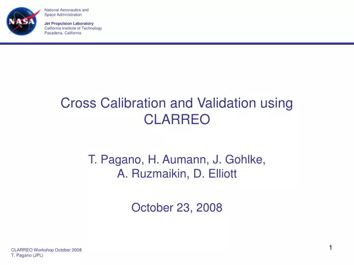 cross calibration and validation using clarreo