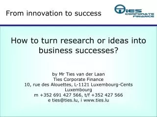 From innovation to success