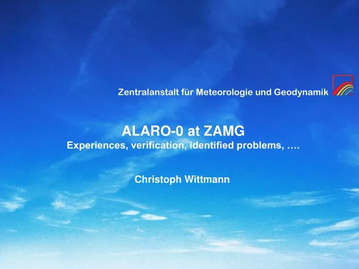 alaro 0 at zamg experiences verification identified problems