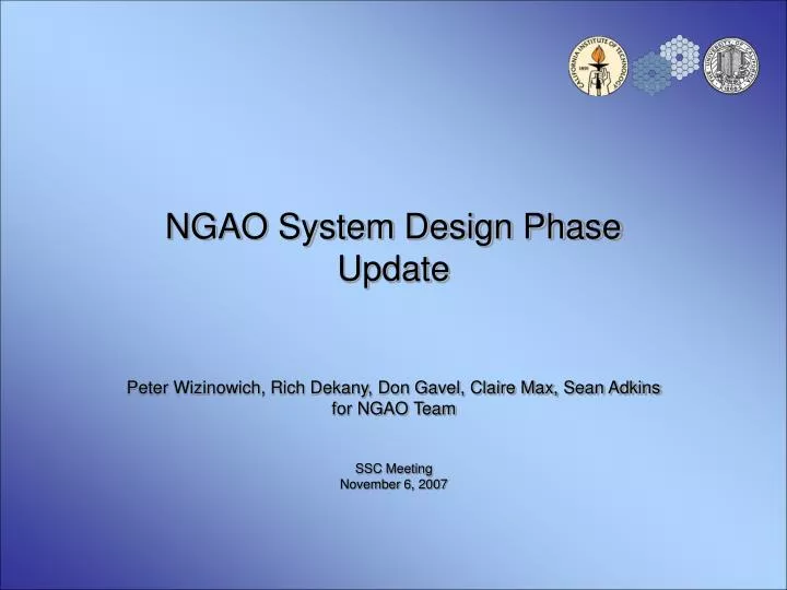 ngao system design phase update