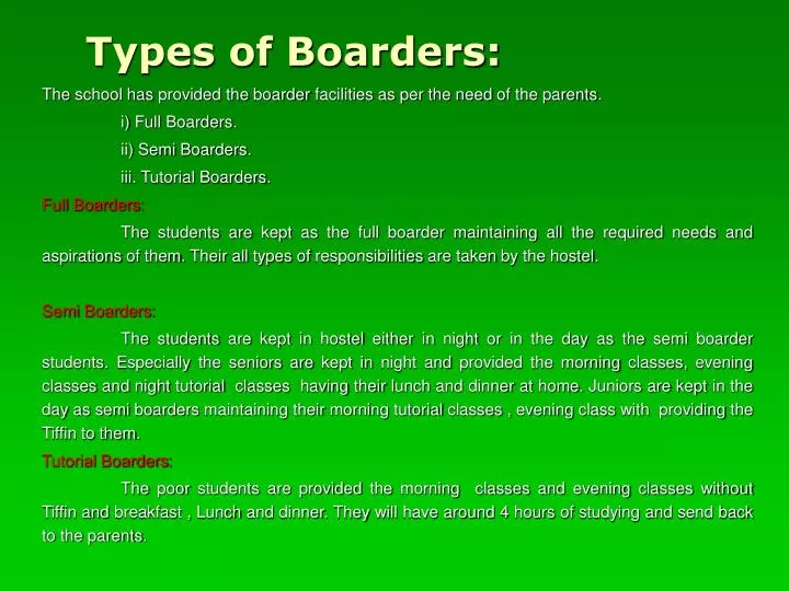 types of boarders