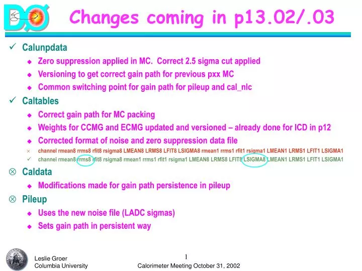 changes coming in p13 02 03