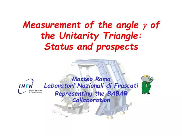 measurement of the angle g of the unitarity triangle status and prospects