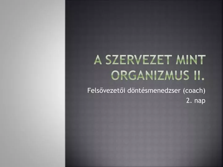 a szervezet mint organizmus ii